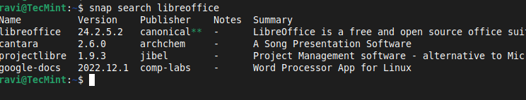 Install LibreOffice Using Snap