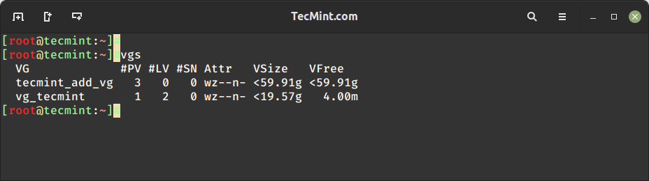 List Volume Groups