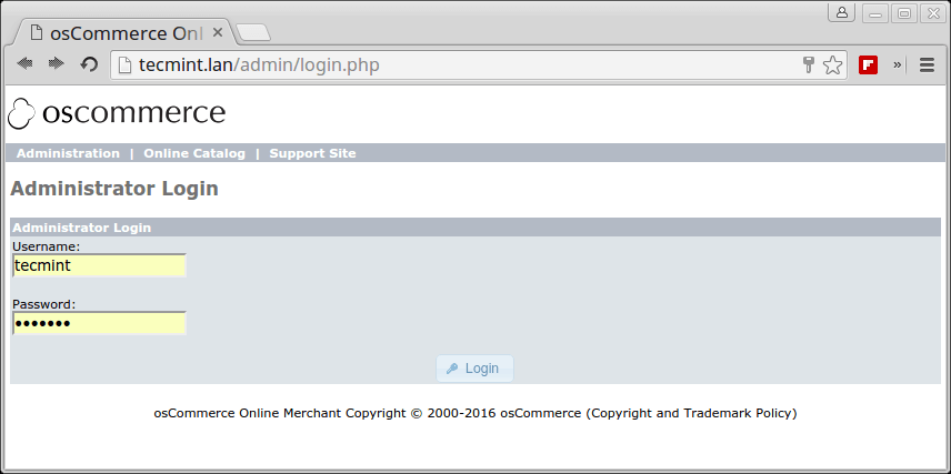 osCommerce Admin Panel