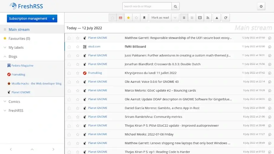 FreshRSS Reader for Linux