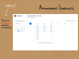 This is the public appointment schedule that displays for guests after a Google Calendar user filters availability based on designated calendars.